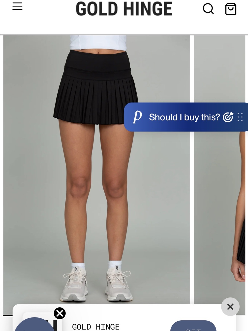 GoldHinge Black Pleated Active Skirt